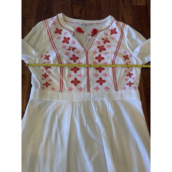BODEN Marla Embroidered Dress 16 White Gauze Midi Boho Tassels Zip Beach Chic - Picture 11 of 16
